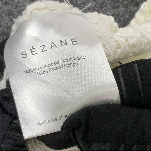 Sezane Lace Love Blouse 100% Cotton Ivory White Ruffled Open Knit French Girl - Picture 8 of 9